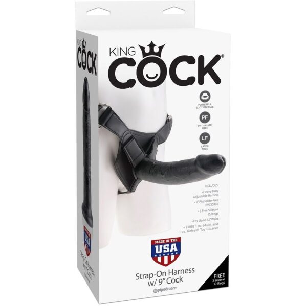 KING COCK - HARNESS CON PENE REALÍSTICO NEGRO 22.9 CM - Imagen 4