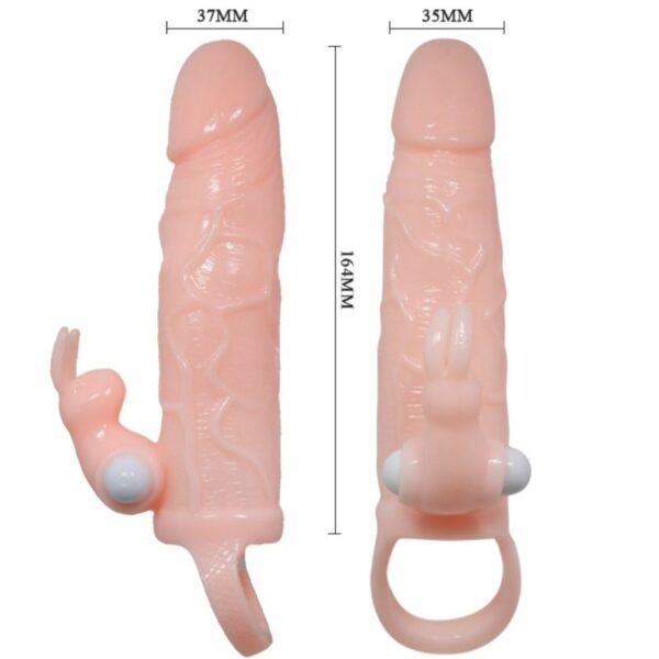 BAILE - BRAVE MAN FUNDA PENE CON RABBIT VIBRADOR 16.5 CM NATURAL - Imagen 4