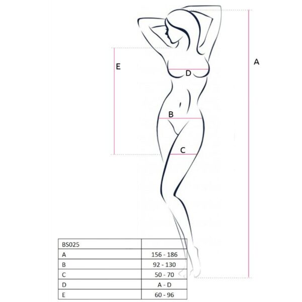 PASSION - WOMAN BS025 BODYSTOCKING ESTILO VESTIDO NEGRO TALLA ÚNICA - Imagen 2