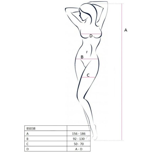 PASSION - WOMAN BS038 BODYSTOCKING ROJO TALLA ÚNICA - Imagen 2
