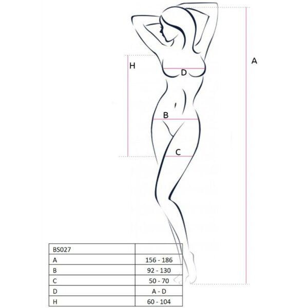 PASSION - WOMAN BS027 BODYSTOCKING ESTILO VESTIDO NEGRO TALLA ÚNICA - Imagen 3