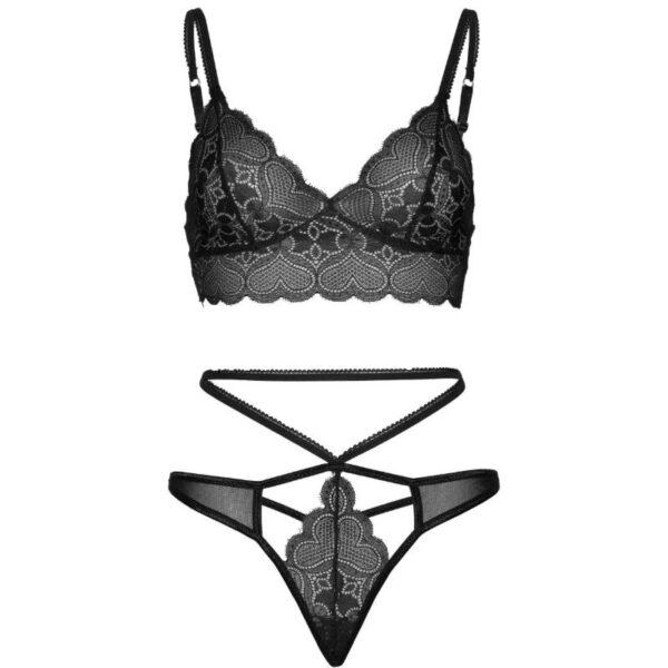 LEG AVENUE - SET 2 PIEZAS CON TANGA DOBLE TIRANTA M/L NEGRO - Imagen 4