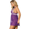 SUBBLIME - BABYDOLL BLANCO ENCAJE FLORAL MORADO S/M - Imagen 3