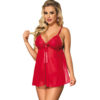 SUBBLIME - BABYDOLL CON LAZO Y ENCAJE FLORAL ROJO S/M - Imagen 3