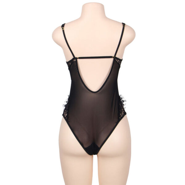 SUBBLIME - TEDDY ENCAJE FLORAL Y CON FLECOS NEGRO TALLA GRANDE - Imagen 3