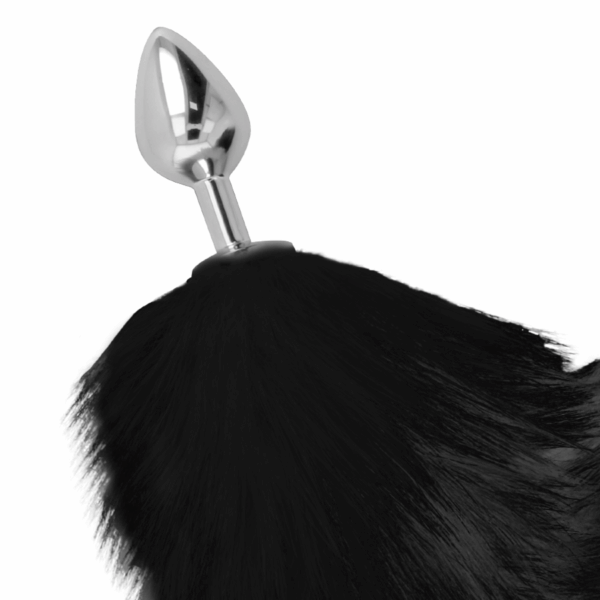 DARKNESS - PLUG ANAL SILVER 8 CM CON COLA NEGRO - Imagen 3