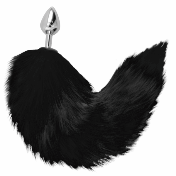 DARKNESS - PLUG ANAL SILVER 8 CM CON COLA NEGRO - Imagen 2