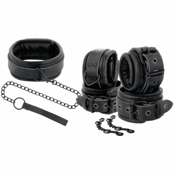 DARKNESS - ESPOSAS Y COLLAR DE CUERO NEGRO - Imagen 2