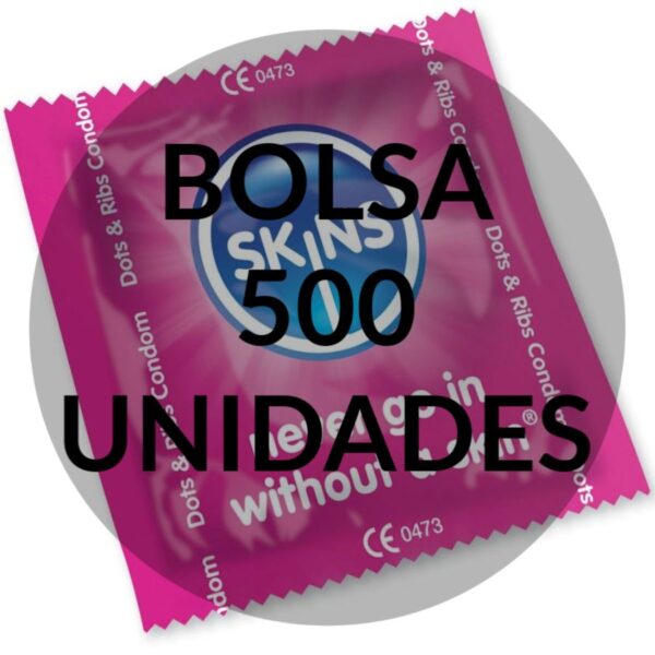 SKINS - PRESERVATIVOS PUNTOS  ESTRÍAS BOLSA 500 UDS - Imagen 2