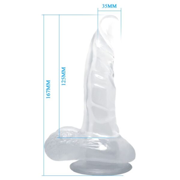 BAILE - DILDO REALÍSTICO CON VENTOSA Y TESTÍCULOS 16.7 CM TRANSPARENTE - Imagen 5