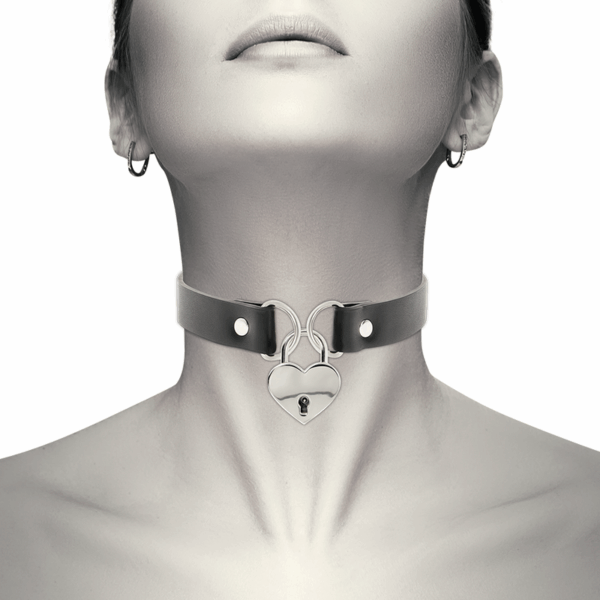 COQUETTE CHIC DESIRE - COLLAR CUERO VEGANO ACCESORIO CORAZÓN CON LLAVE - Imagen 2